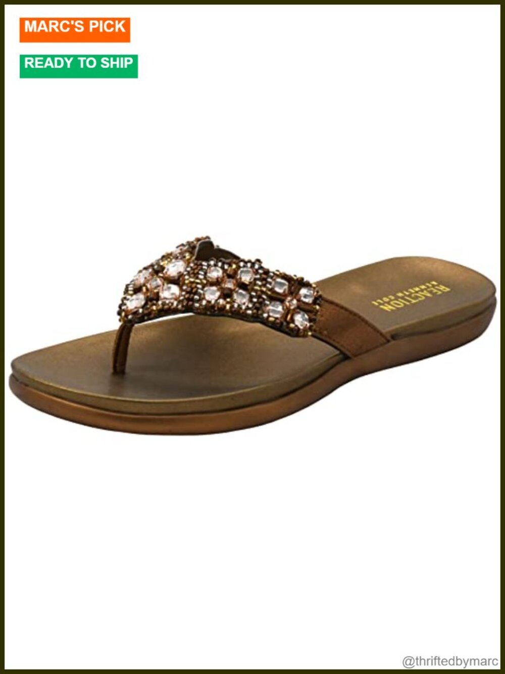 Kenneth Cole Reaction Women's Glam-athon Thong Sandal Flip Flops Arch Support